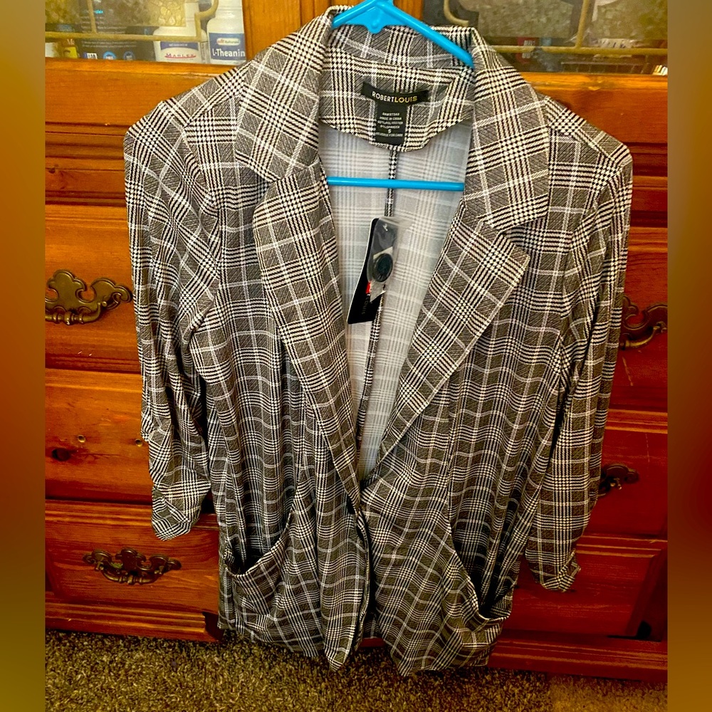 Rober Louis Women’s Grey Plaid Cover Up